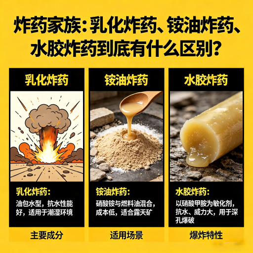 普定炸药家族：乳化炸药、铵油炸药、水胶炸药到底有什么区别？